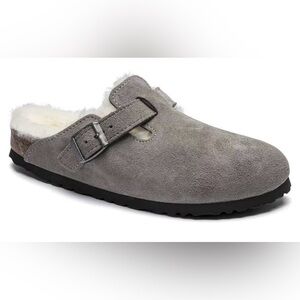 Birkenstock Gray Suede Mules